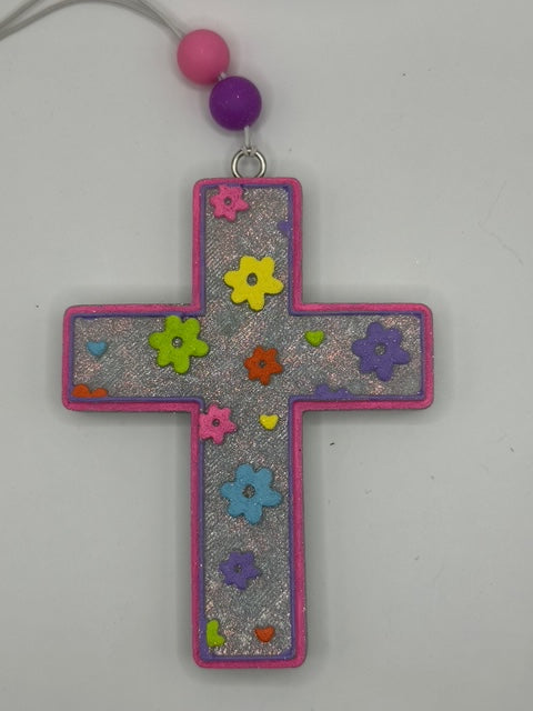 Flower Cross | Car Freshie