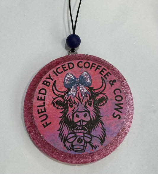 Fueled by Iced Coffee & Cows | Car Freshie